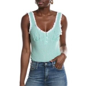 Free people green gingham bodysuit